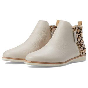 Rollie Sidezip 2.0 Ankle Boots Womens Pebble Leather Leopard Print Calf Hair Tan